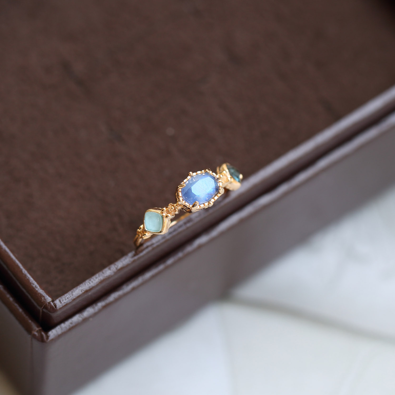 Sapphire Topaz Silver Plated 10K Ring