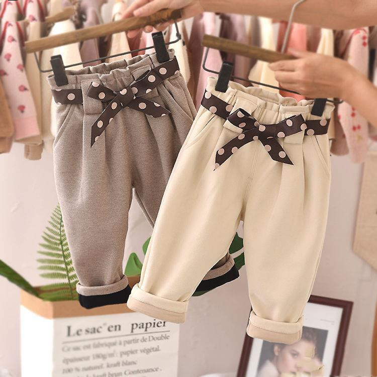 Cotton padded little girl slacks
