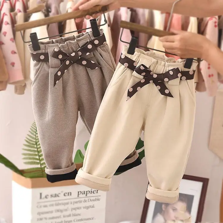 Cotton padded little girl slacks