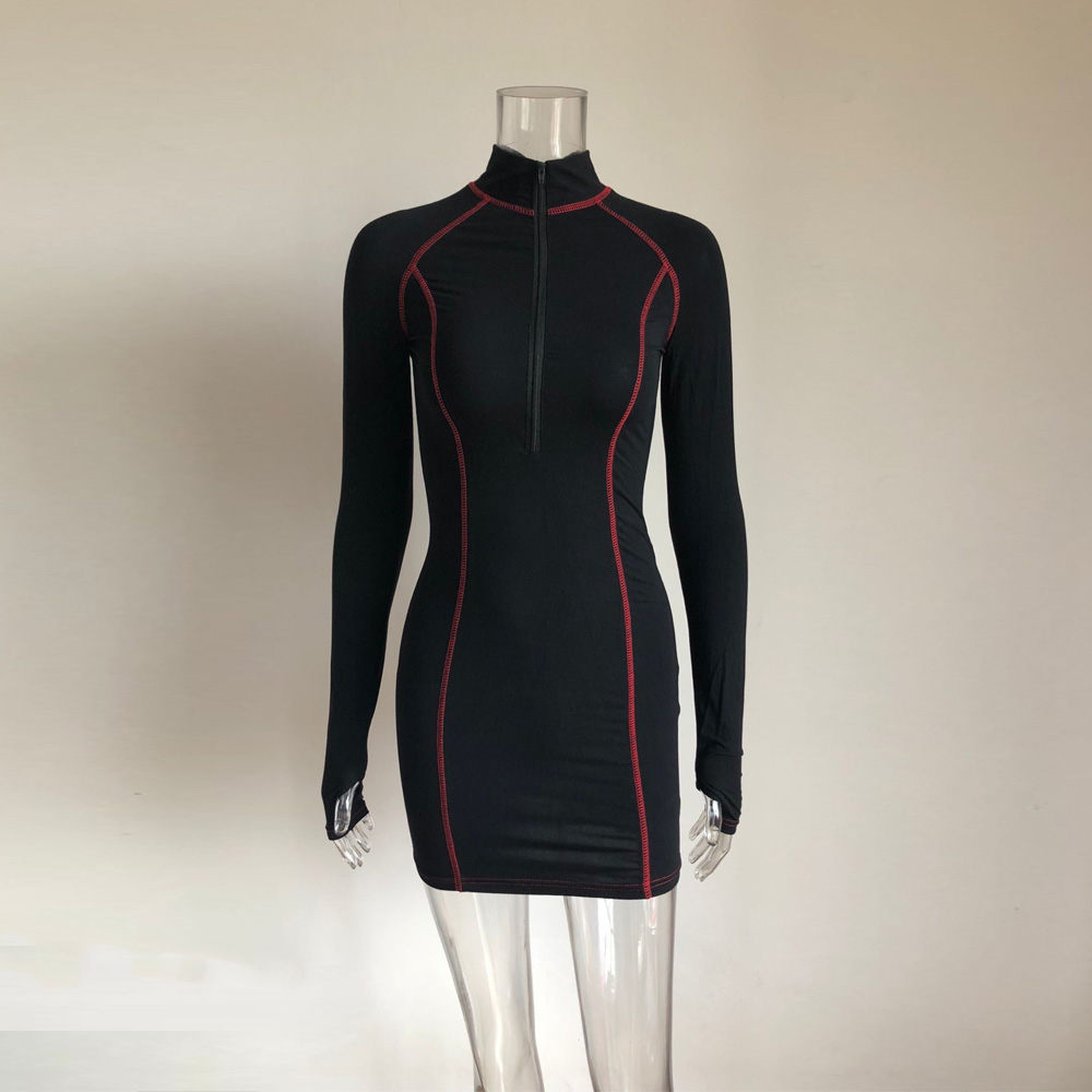 Short dress with gray zipper