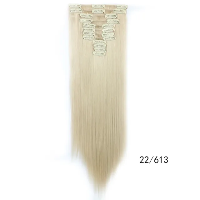 Pre Colored Clip In Hair Extensions Platinum Blonde Straight 22 inch (Color 613) 22 613 - Shop at LoveMi