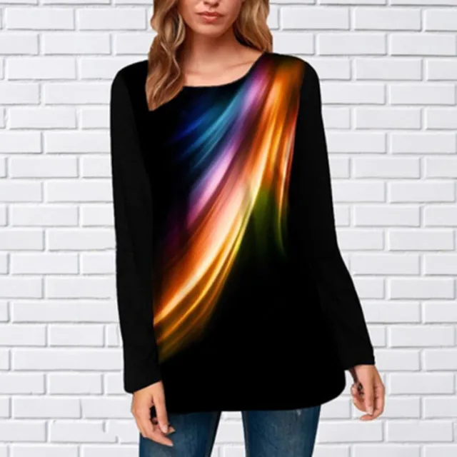 Print blouse with long sleeves Black - Shop at LoveMi