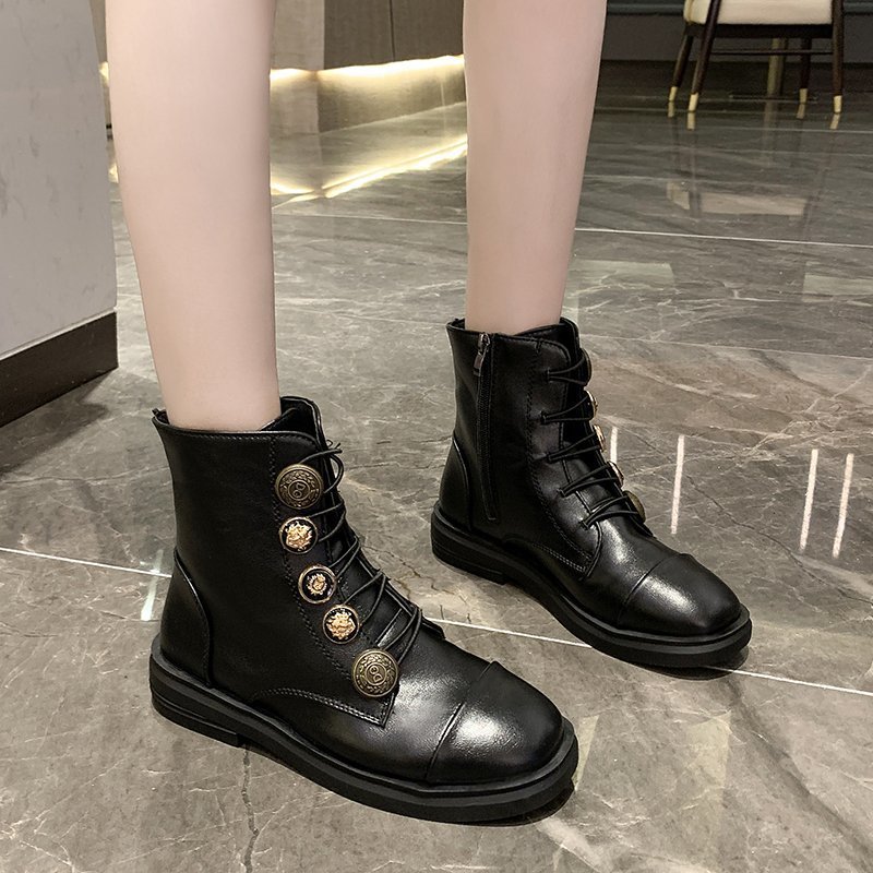 Side zipper short tube badge vintage Martin boots