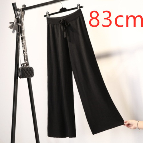 Knit wide-leg pants thickened
