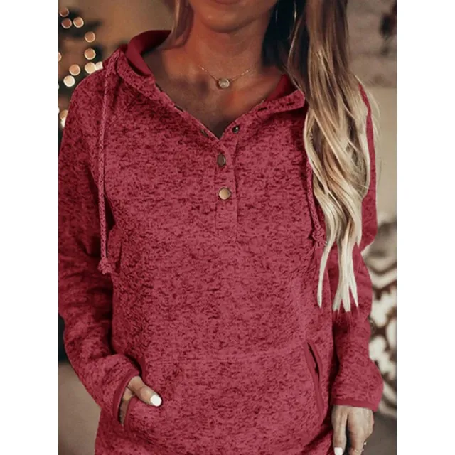 European and American casual long sleeved loose hooded sweater Red - Shop at LoveMi