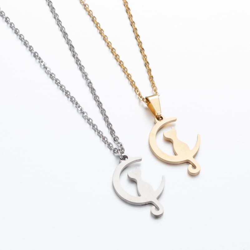 Lovely temperament moon kitten cat collarbone chain