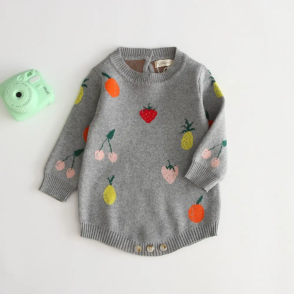 Cotton double layer jacquard fruit Jumpsuit