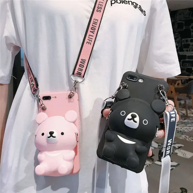 Cute Bear Coin Purse Phone Case