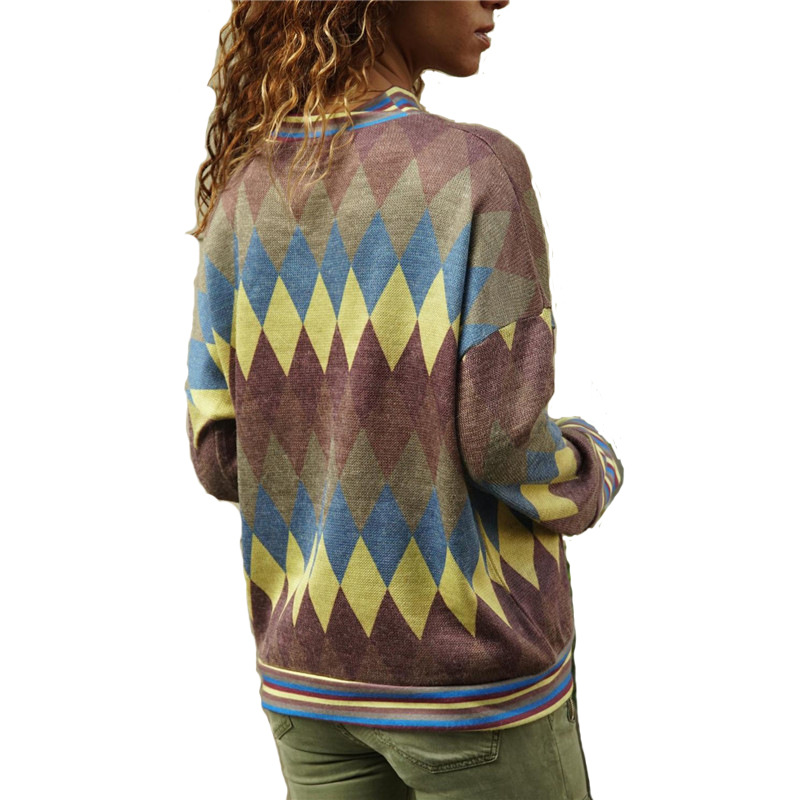 Geometric Turtleneck Long Sleeve Ladies T-shirt