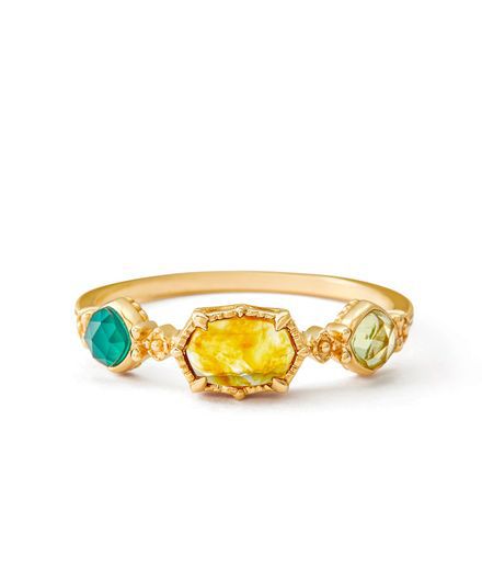 Olive Multi-Gemstone 925 Sterling Silver Ring