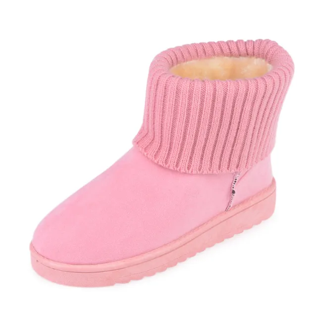 Flanging wool flat bottomed cotton boots student shoes Pink - Shop at LoveMi