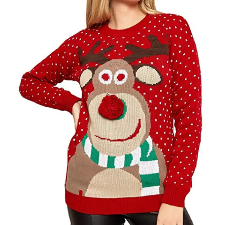 Long-sleeved Viscose Ball Fawn Pullover Sweater