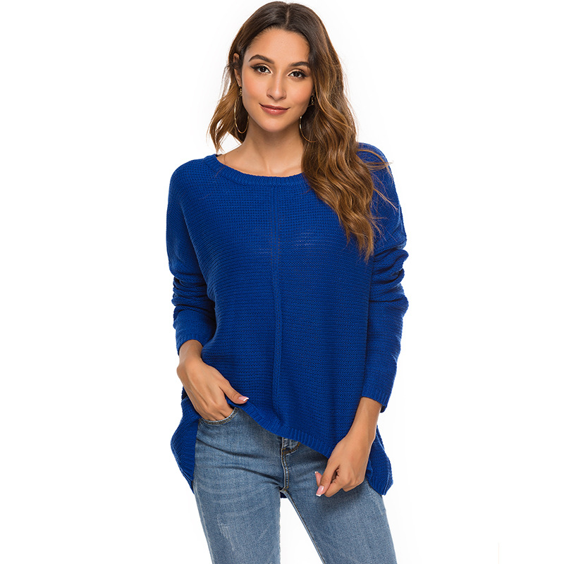 Loose solid color pullover sweater