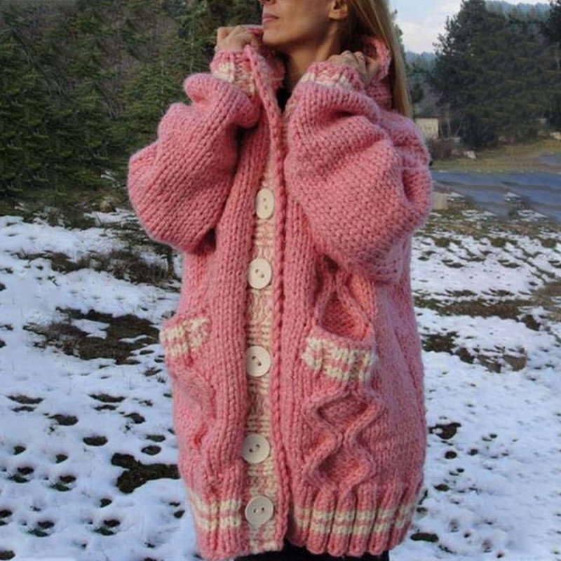 Solid color twist button cardigan sweater