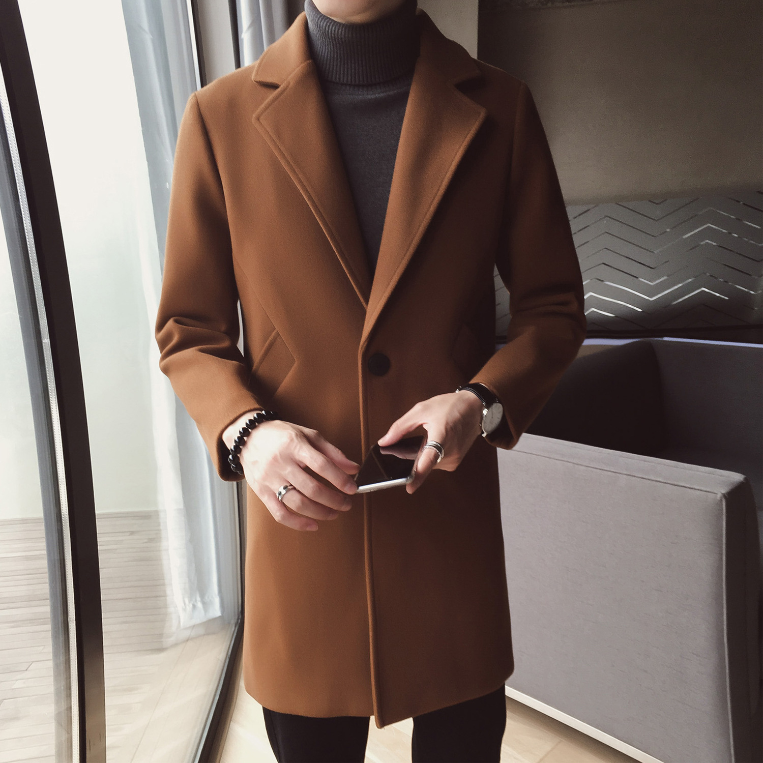 Mid-Length Woolen Coat, picture 5 of 5