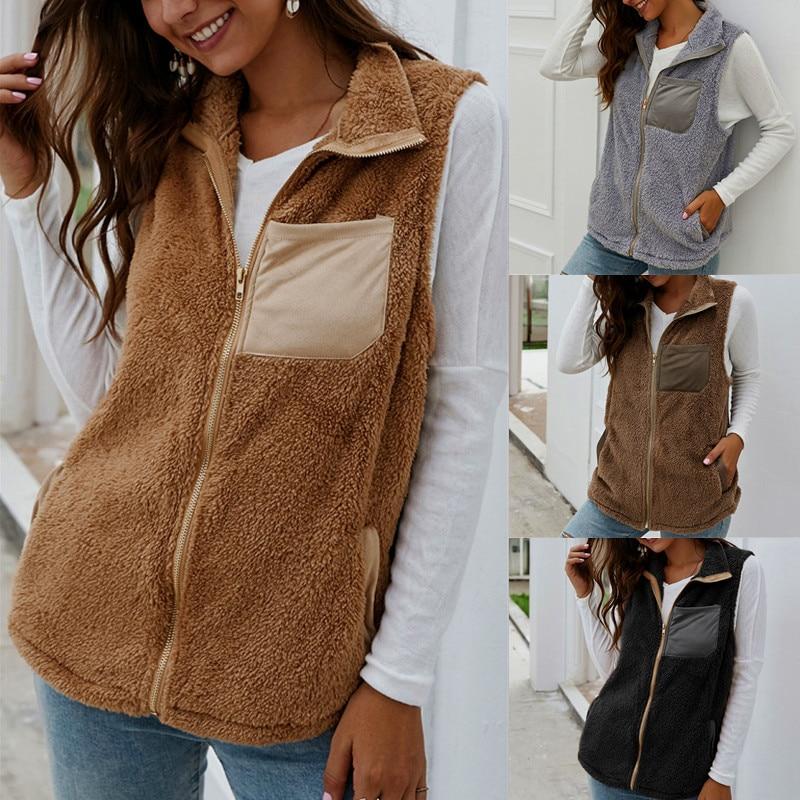 Winter warm Plush coat vest top women's wear