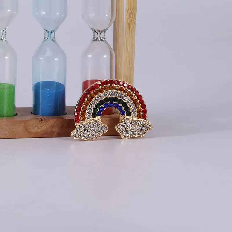 Korean creative alloy oil drop diamond rainbow Brooch