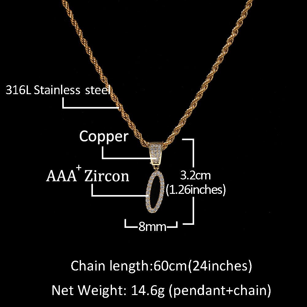 Micro inlaid zircon men's hip hop necklace