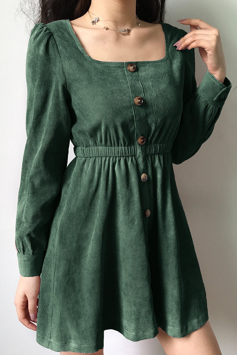 Vintage single-breasted corduroy dress