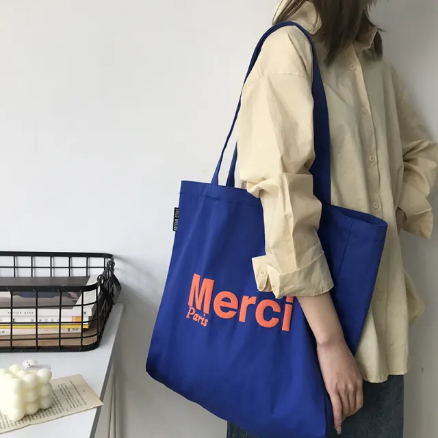 Korean style candy color washed canvas bag Blue - Shop at LoveMi