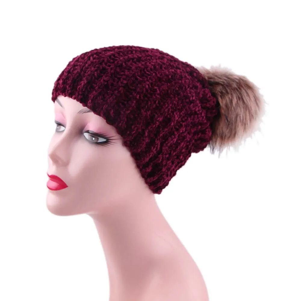 Women's autumn and winter knitted wool hat - Red