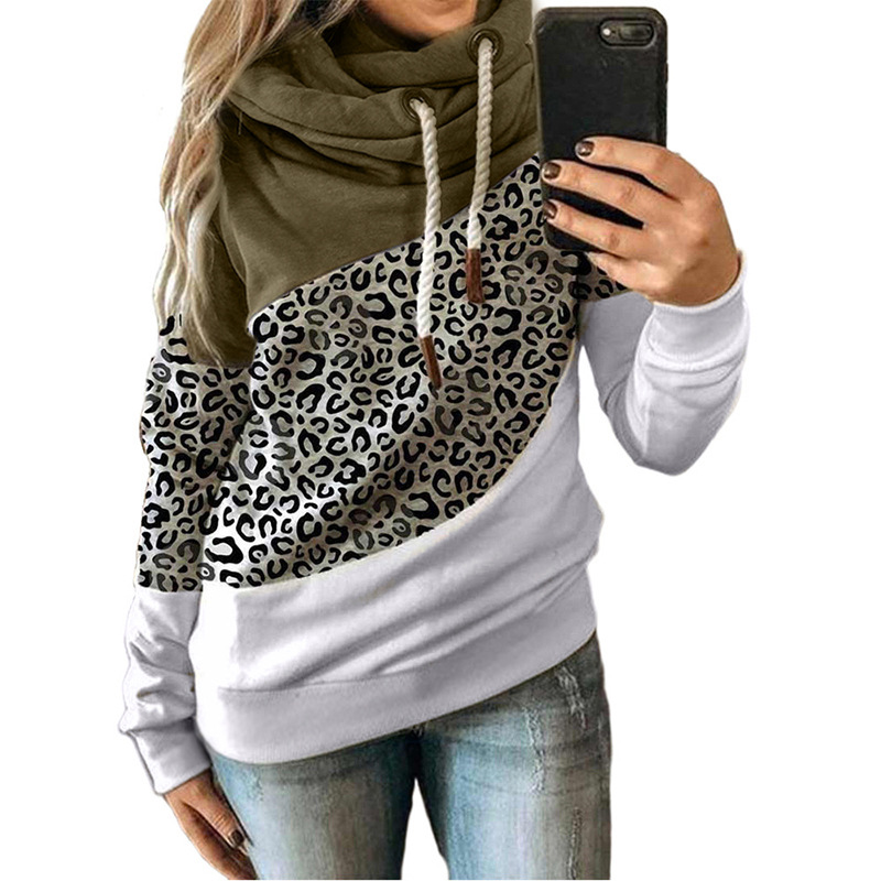 Autumn and winter women's stitching printed hooded fleece women's sweater Leopard - Shop at LoveMi
