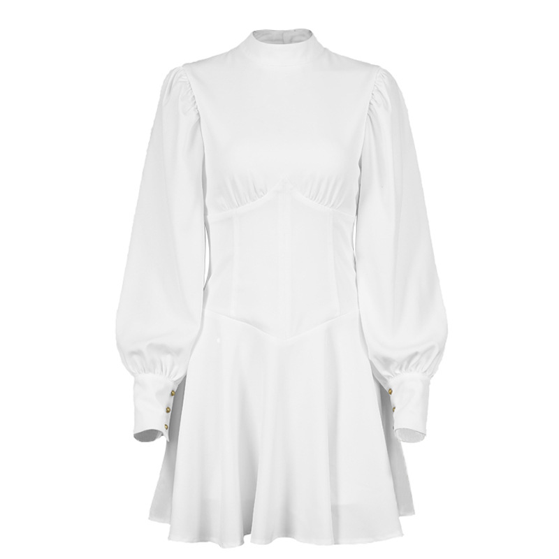 Pure color dress short skirt