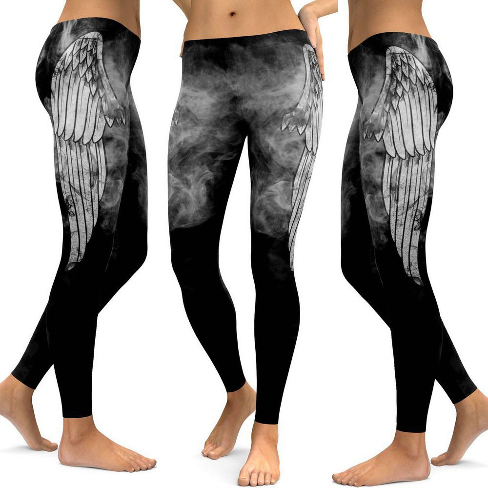 Yoga angel wings print sweatpants
