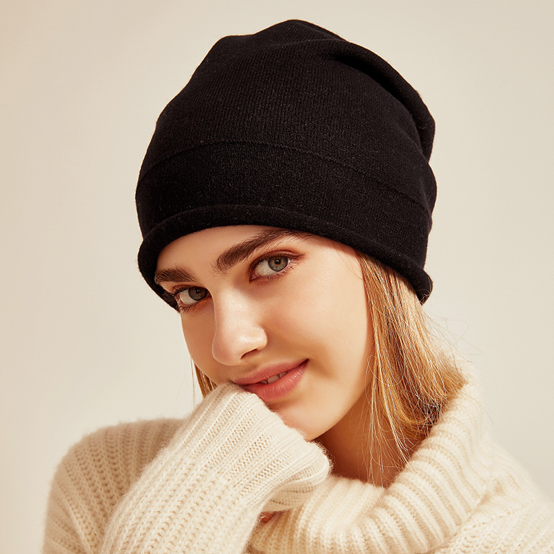 Cashmere Knitted Hat without Fringe Popular Ladies Beanie Cap