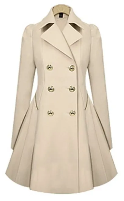 European and American slim medium length commuter coat Beige - Shop at LoveMi