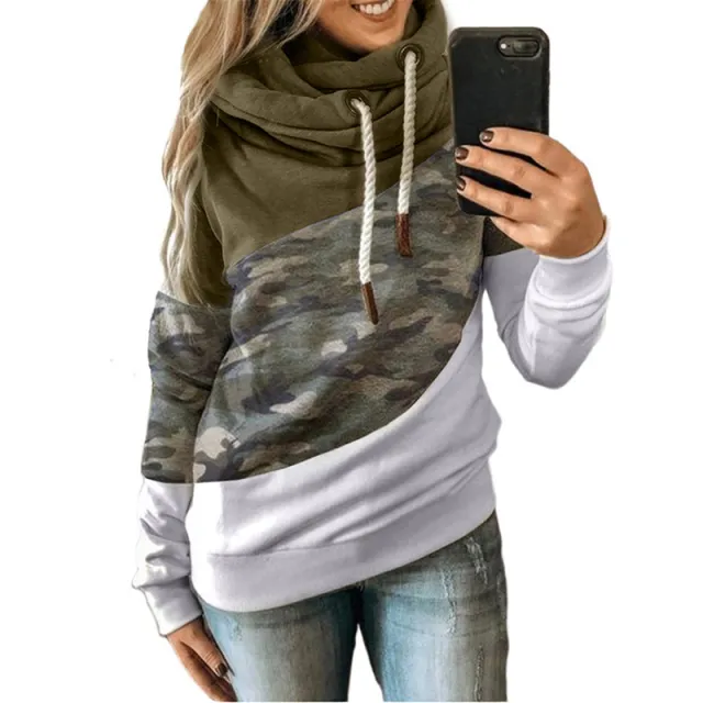 Autumn and winter women's stitching printed hooded fleece women's sweater Camouflage 5Xl - Shop at LoveMi