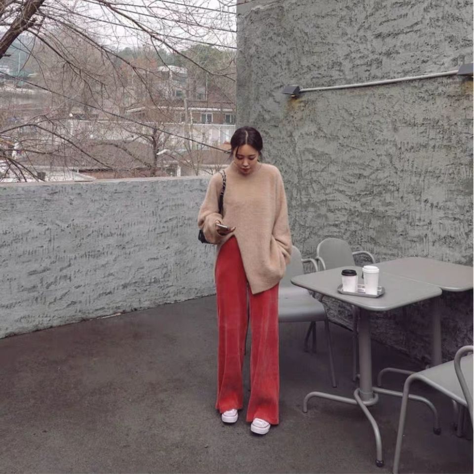 Women's corduroy wide-leg pants