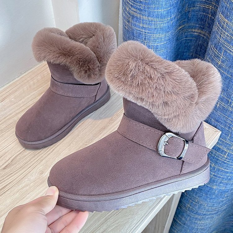 Platform boots with belt buckle