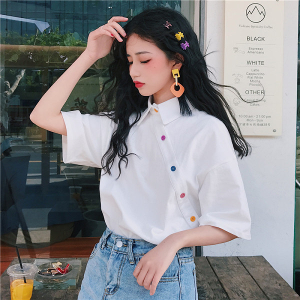Casual loose Harajuku port style short sleeves