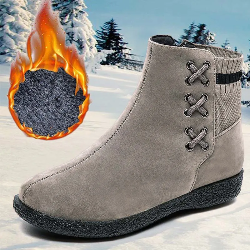 Platform and fleece ankle boots - Grey