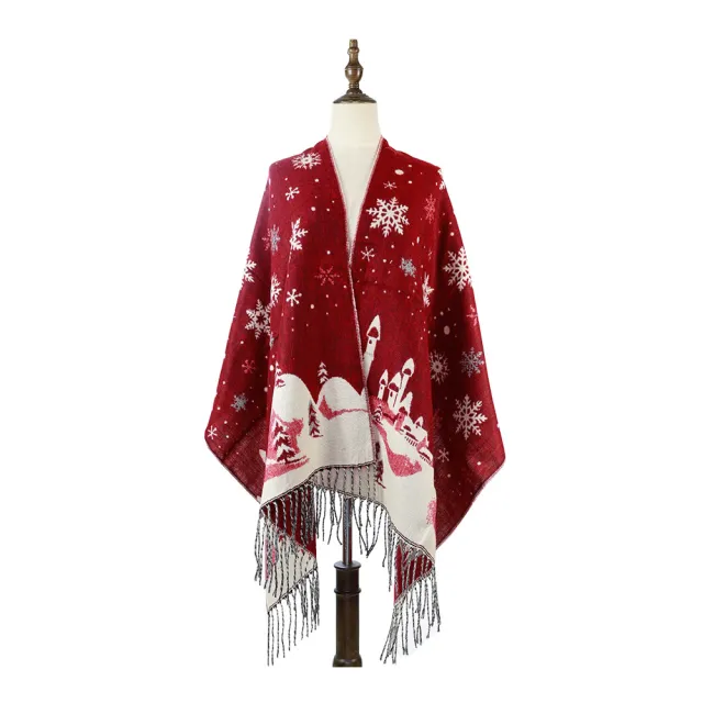 Christmas fawn Castle jacquard scarf Red - Shop at LoveMi