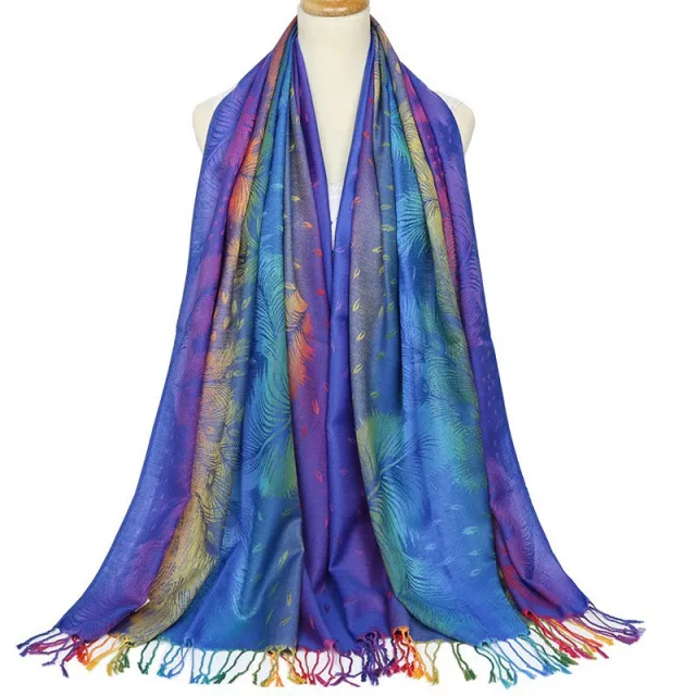 Gradient warm vintage jacquard scarf Navy - Shop at LoveMi