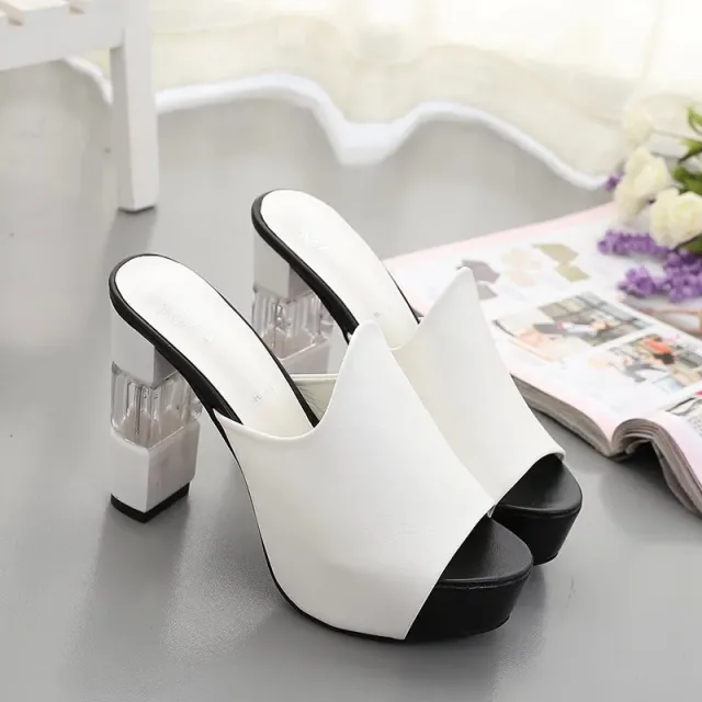 Block high heel platform sandals White - Shop at LoveMi