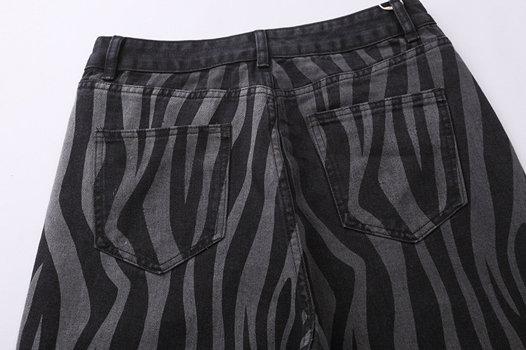 Zebra stripe print jeans