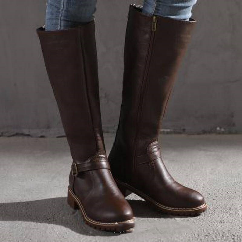 Low heeled square heeled Knight boot girl