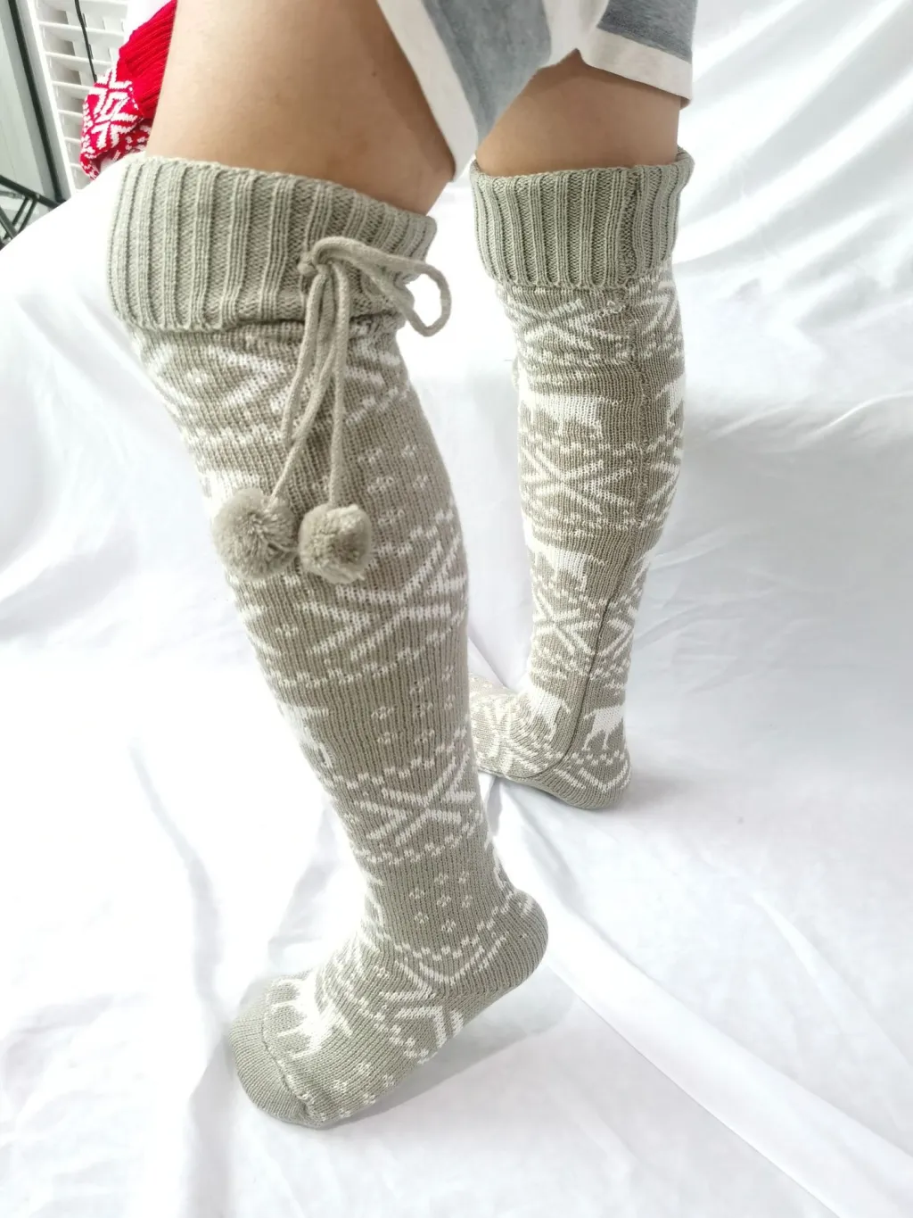 Christmas elk socks - Grey