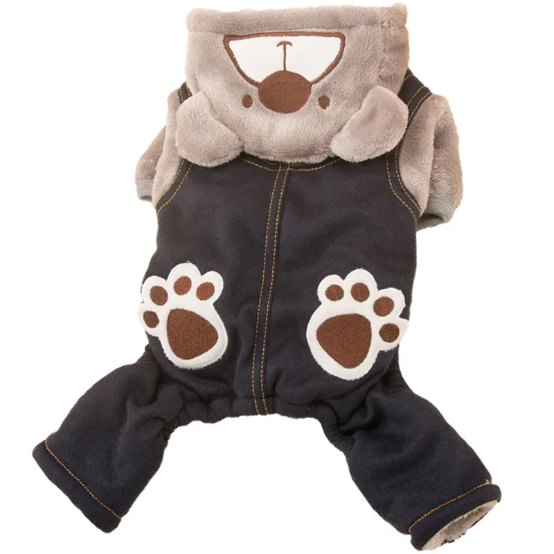 Pet fun paw print bear pet clothes - Black