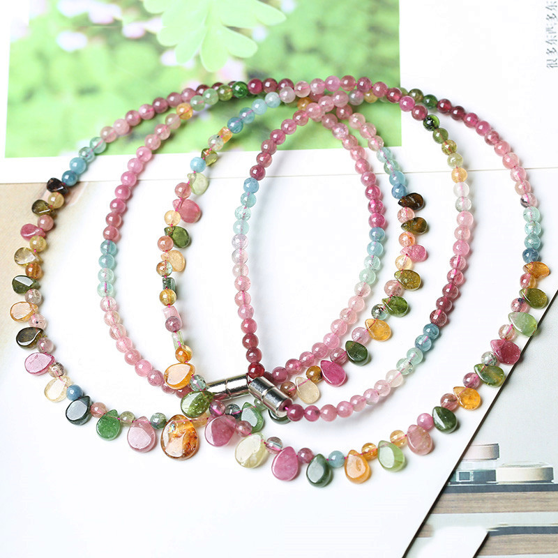 atural Tourmaline Necklace Princess Clavicle Chain