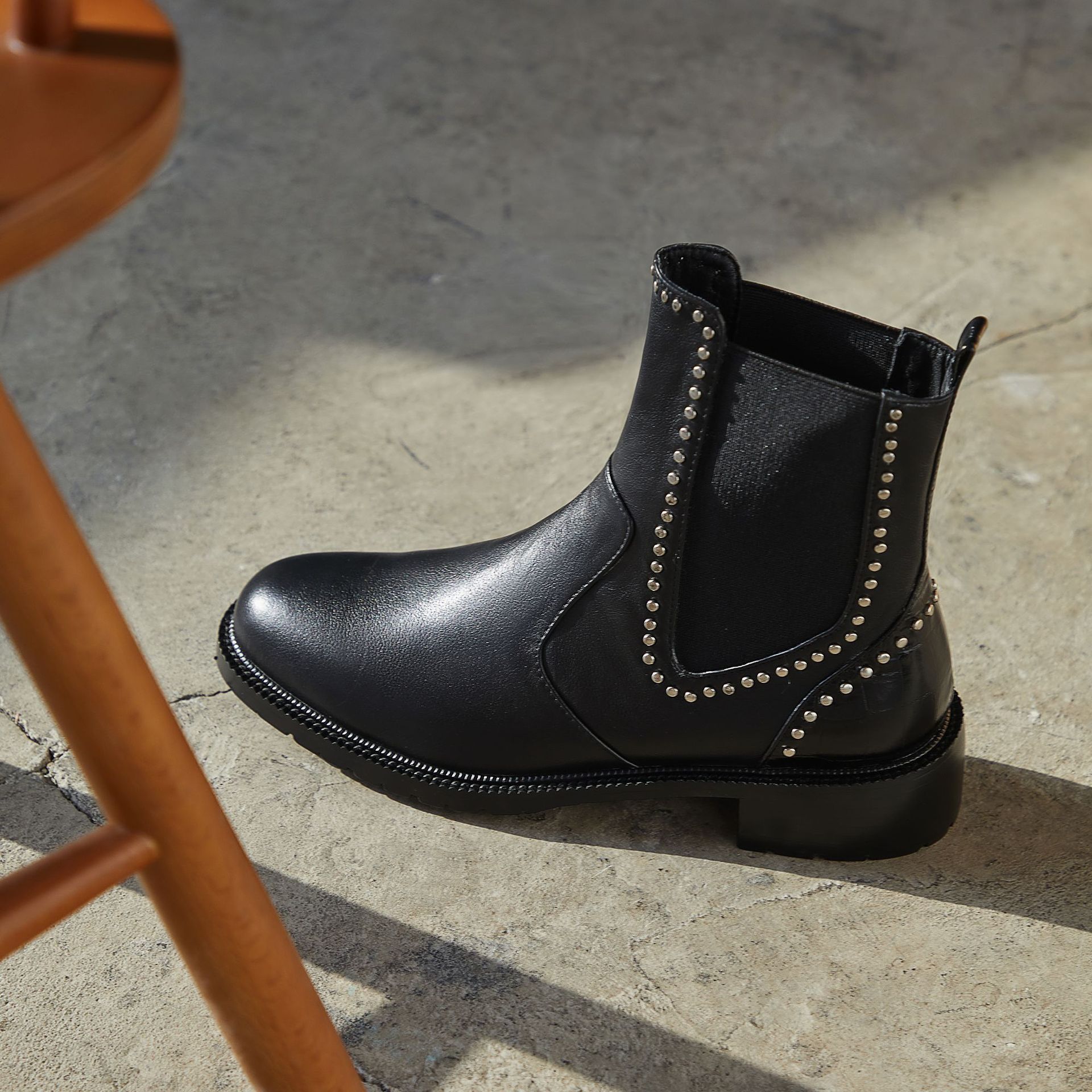 Chunky Heel Studded Martin Boots