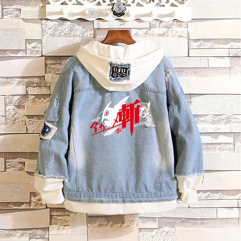 Cut red pupil men and women lovers cowboy jacket