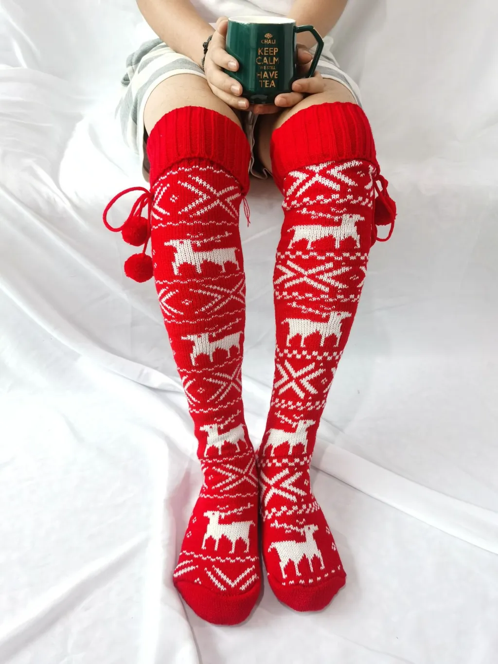Christmas elk socks - Red