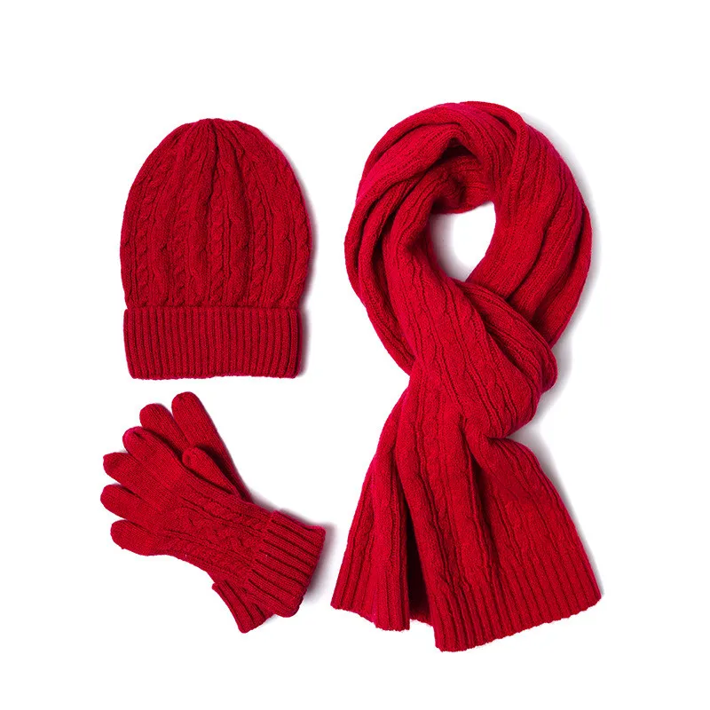 New scarf hat gloves - Red