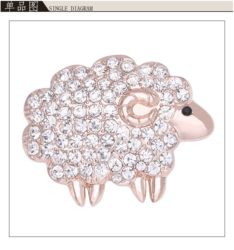 Zodiac Sheep Brooch Brooch Rhinestone Brooch Rose Gold - Shop at LoveMi