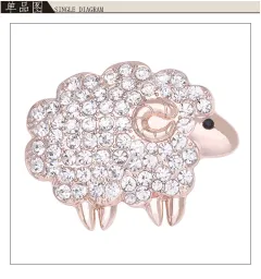 Zodiac Sheep Brooch Brooch Rhinestone Brooch - Rose Gold - View 1