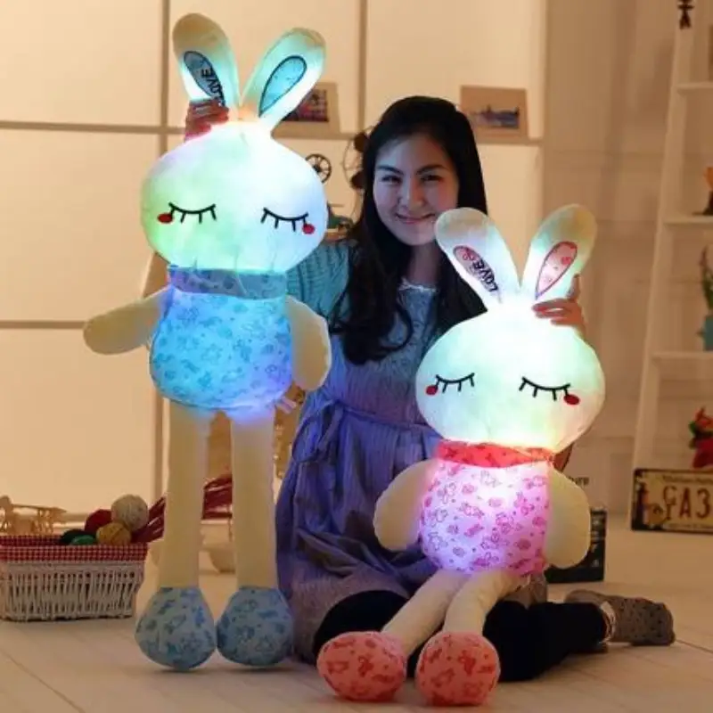 Colorful glowing music love rabbit doll pillow